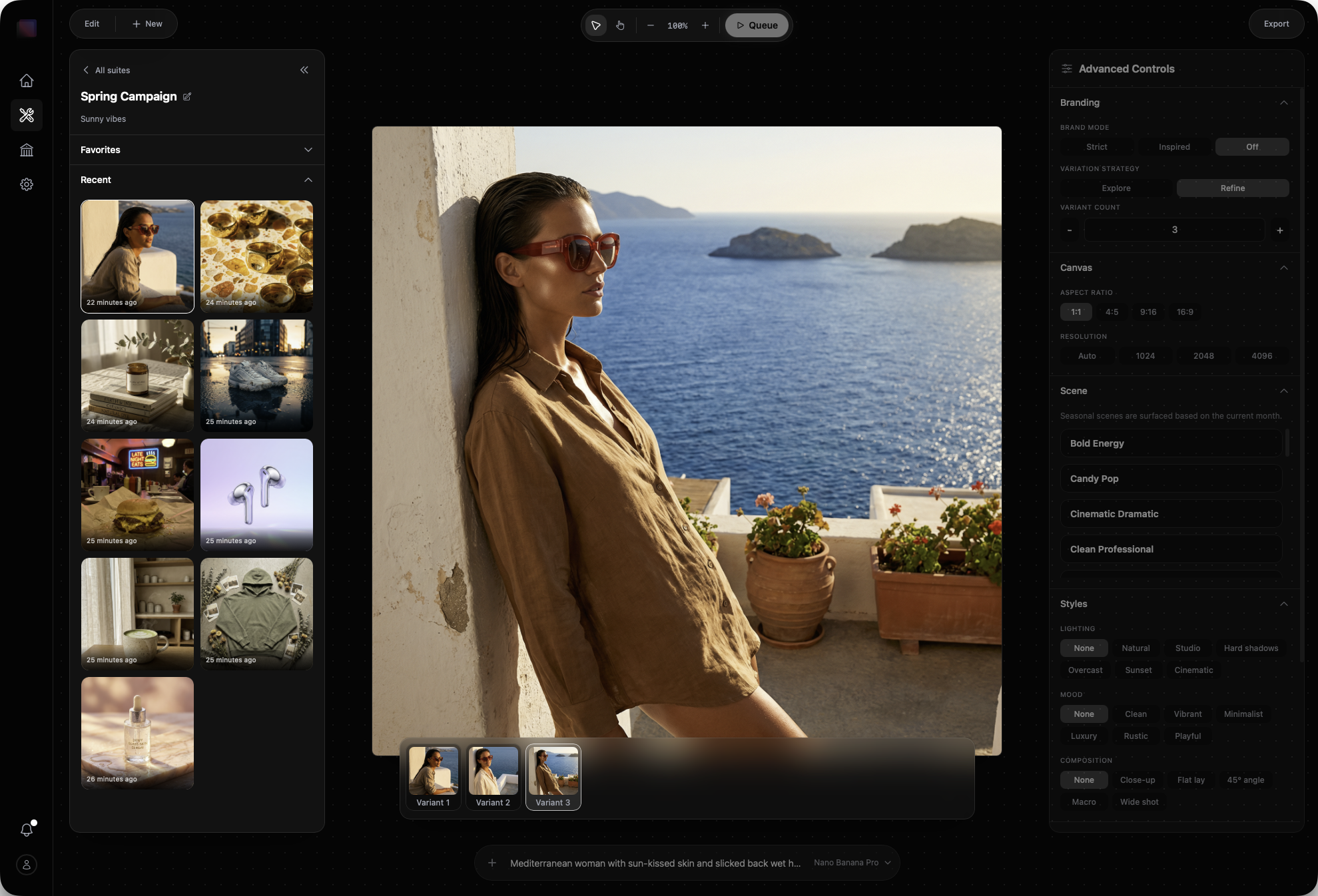 Variantly workflow and generation interface.